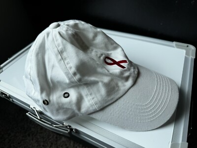 Red Ribbon Leukemia Cancer Awareness White Baseball Cap Adjustable Unisex