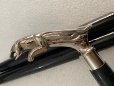 Brass Jaguar Head Handle Walker Stick Vintage Solid Brass Wooden Walking Cane