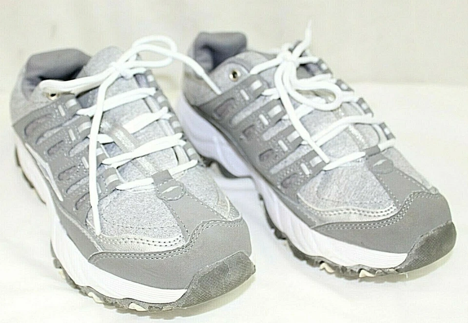 Avia Mujer Zapatos Deportivos Talla 6.5 M Cuero/Tela Superior Gris y Blanco Foto 2 de 4