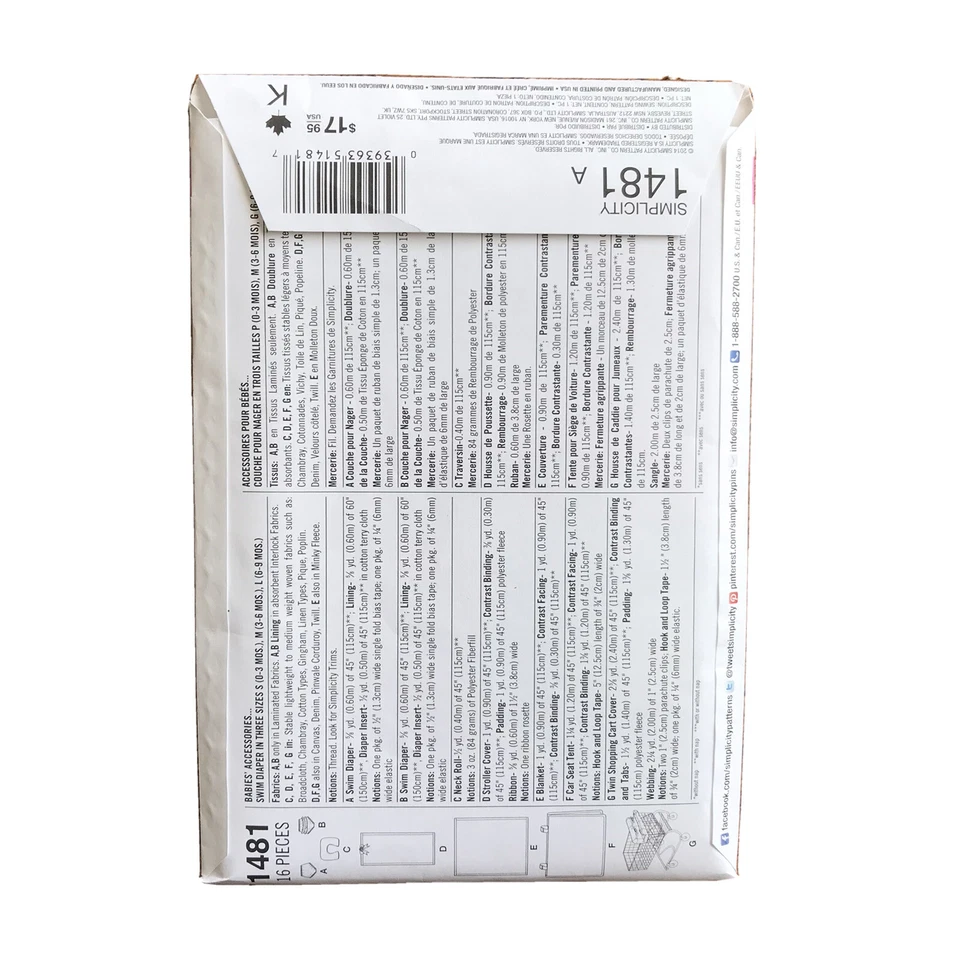 2 Simplicity McCalls Pattern Lot Baby Seat Cart Covers Travel Accessories Uncut - Image 3 of 4