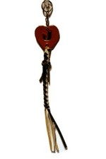 Leather Key Fob Keychain Heart Shaped Leather with Braided Strands