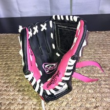 Rawlings Players Series 8Inch LHT Girls T-Ball Glove Black Pink PL91PB