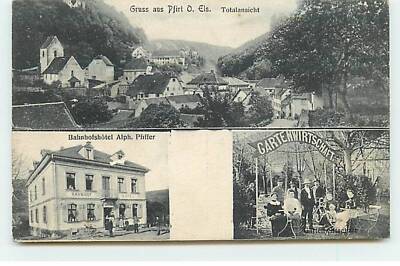Gruss aus PFIRT O. Els -Totalansicht - Bahnhofshôtel Alph. Pfiffer - Gar - 20916