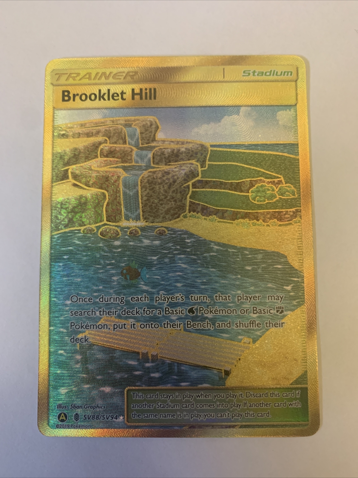 Pokemon Hidden Fates - Brooklet Hill -Full Art Shiny Vault Rare Holo - SV88/SV94