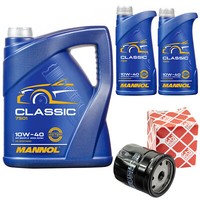 MotoröL Set Mannol Classic 10W-40 7 Liter + ÖLfilter FüR Opel Frontera B 2.2 Dti