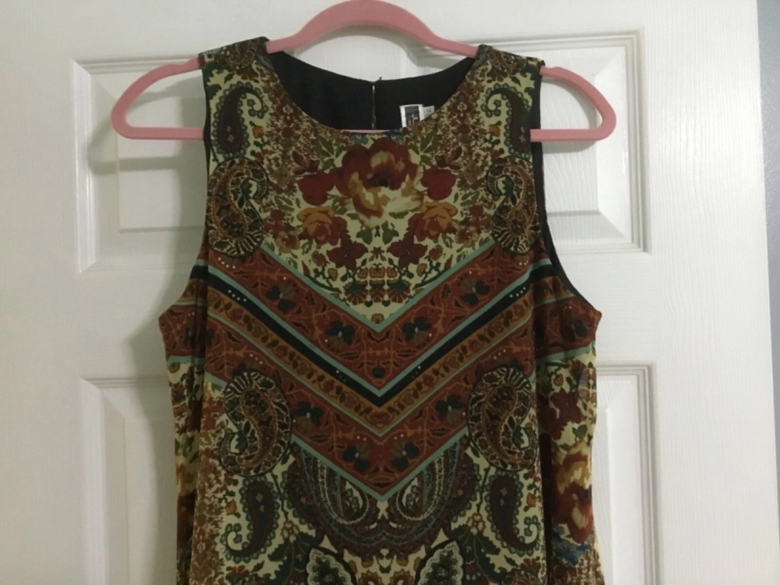 VETEMENTS Abito donna Julian Taylor Paisley senza maniche aderente e svasato taglia 14