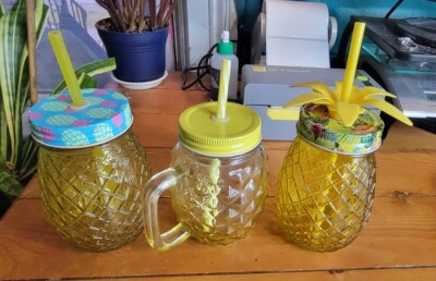 3 Glass Pineapple Cups Summer