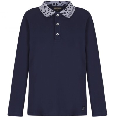 NWT  NEW Roberto Cavalli Junior boys navy blue logo collar polo shirt 10y 8F8310