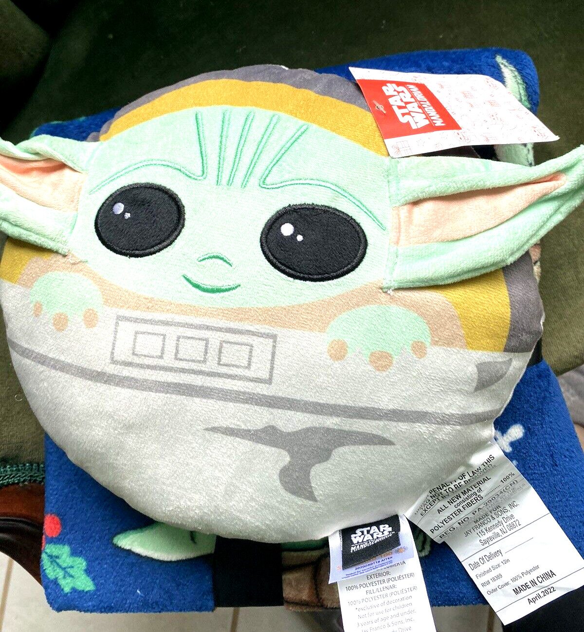 Mandalorian Grogu Yoda Almohada Infantil y Manta de Viaje Nogginz Star Wars LEER