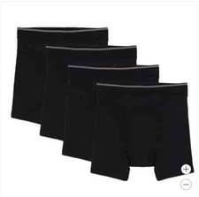 Kirkland Signature Mens Boxer Briefs 4 Pack Super Soft Cotton Sizes S-3XL Black
