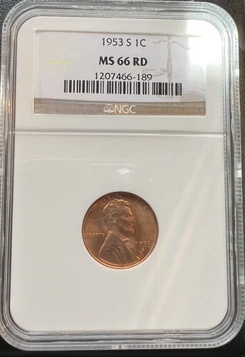 1953-S 1C Lincoln Wheat Cent NGC MS 66 RD