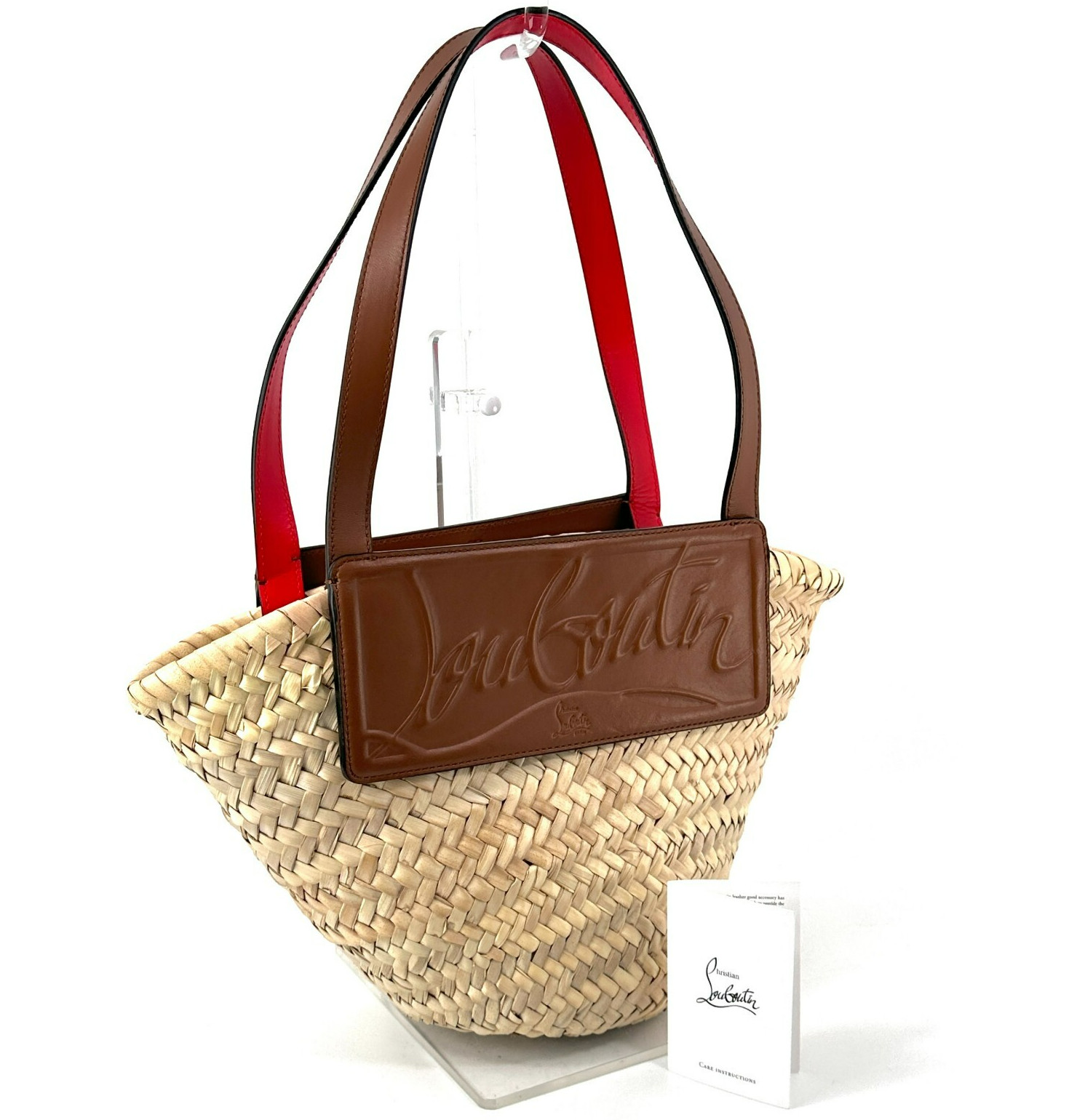 Christian Louboutin Loubishore Rafia Cesta Bolso de Mano Marrón Hombro Verano