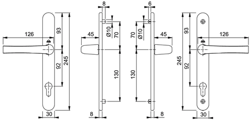 Roto UPVC Türdrücker 245 mm Platte 200 mm Fix 92 mm Pz Gold-Weiß-Silber Lieferbar - Bild 8 von 12
