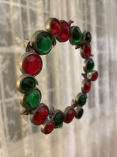 Leaded Stained Glass Christmas Holly Wreath Window Ornament Suncatcher 4"  WOW 