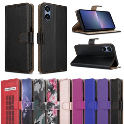 Für Sony Xperia 5 V Hülle Slim Leder Brieftasche Flip Stoßfest Ständer Handy Cover