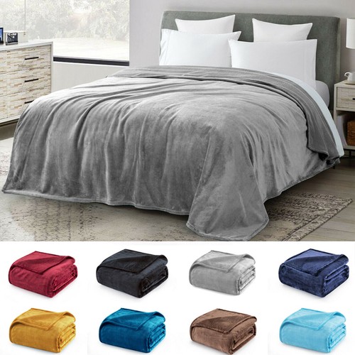 Super Soft & Warm Fleece Blanket Large Sofa Bed Mink Throw Over Double