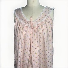 Vintage 70s Sears Summer Lace Nightgown Rose Floral Women's Small Sleeveless