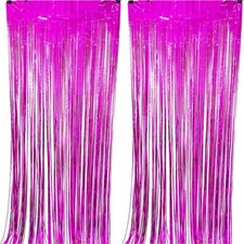 2 Pack Fringe Curtain Backdrop 3.2Ft x 6.6Ft Metallic Tinsel Foil Fringe Stre...