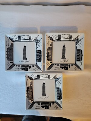 222 Fifth City Blocks 3 New York Appetizer Plates Plus Free Shipping!