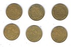 Lot de 6 pièces 20 Centimes Marianne – 1962 à 1967 – REF 5366