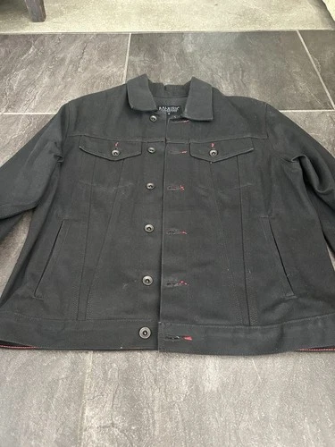 Raleigh Denim Workshop Men’s Jacket Size Medium Black With Red Accents ￼ image 2