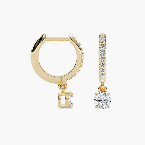Feine Ohrringe 0,78 kt runder im Labor gezüchteter Diamant 14 K Gold Verlobung Ohrhänger - Bild 6 von 9