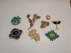 Vintage Brooch Pin Lot 8 Pieces Rhinestone Floral Enamel Costume Jewelry