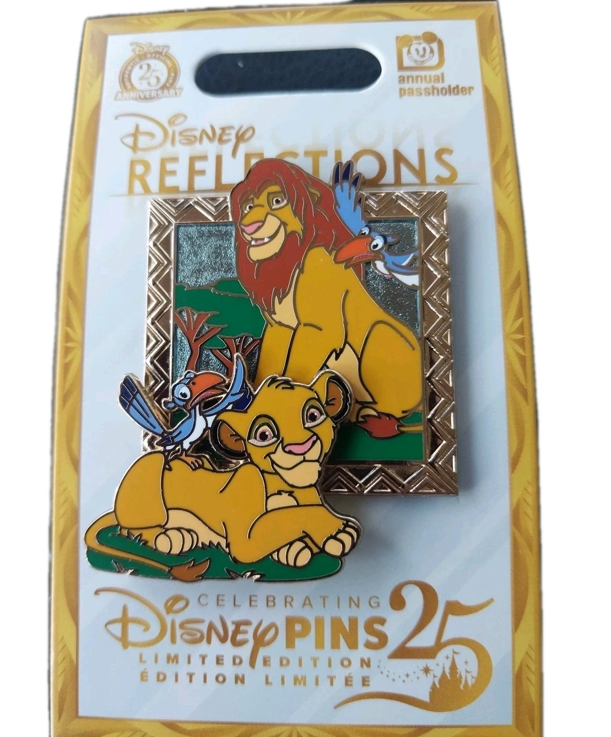 2025 Disney Parks Reflections Simba & Zazu Passholder Pin In Hand