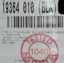 Belden 19364 14/3C Type SJT Premium Beldfoil Shielded Power Cord Cable 300V /5ft