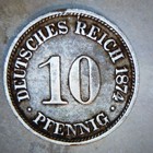 1874 German Empire 10 Pfennig Coin Empire (1871-1918) Germany Uncertified — photo 2