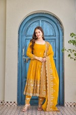 Presenting Yellow Crunchy Silk Salwar Kameez With Dupatta For Wedding