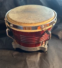 Vintage Single Hand Percussion Bongo Drum-Very Good. Half Of  an old Set