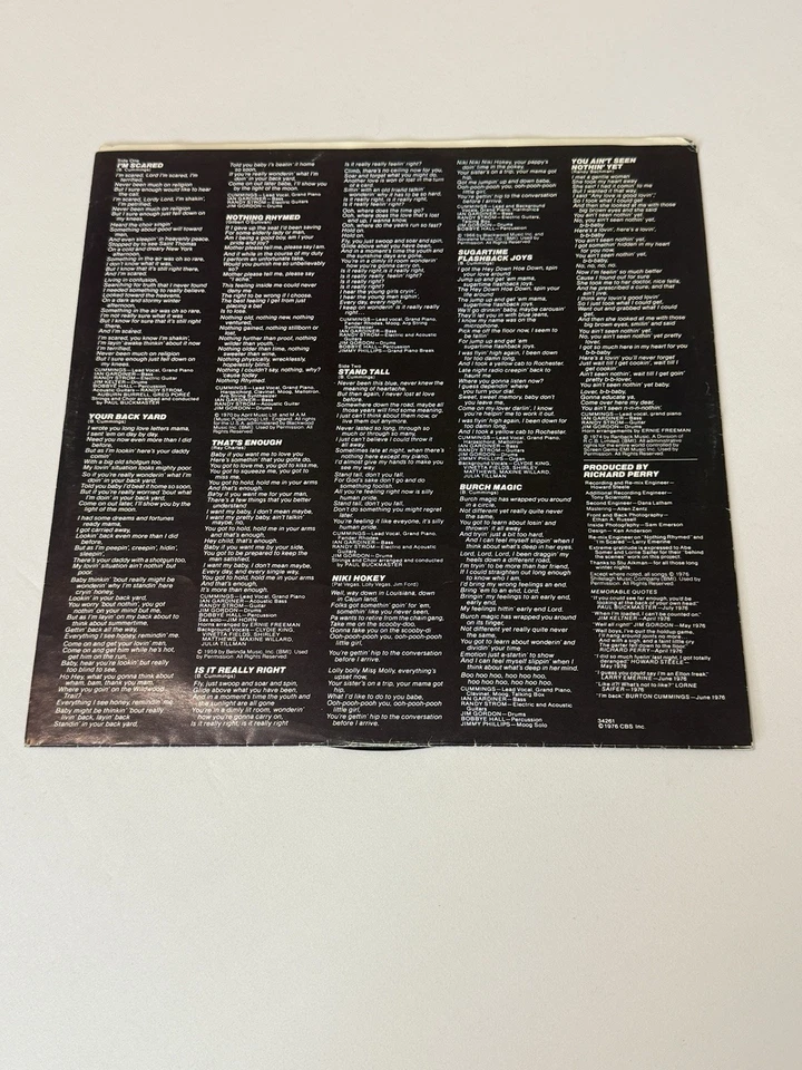 Burton Cummings (Self Titled) Vinyl LP Portrait Records PR 34261 BTO VG - Image 3 of 4