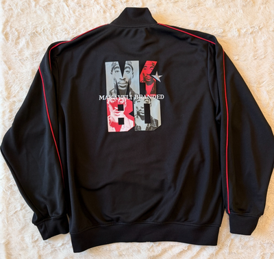 Vintage Makaveli Branded Men's Size L Black Red Track Jacket Tupac