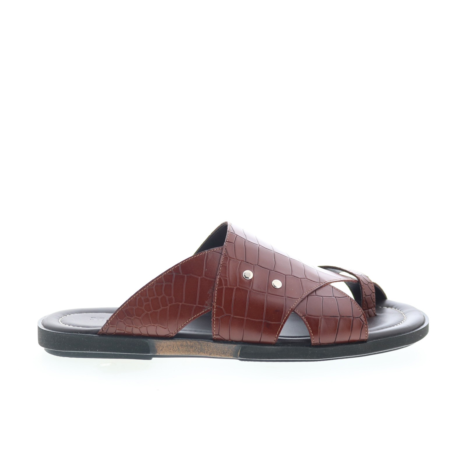 Mezlan Mez462 Mens Brown Leather Slip On Slides Sandals Shoes 9