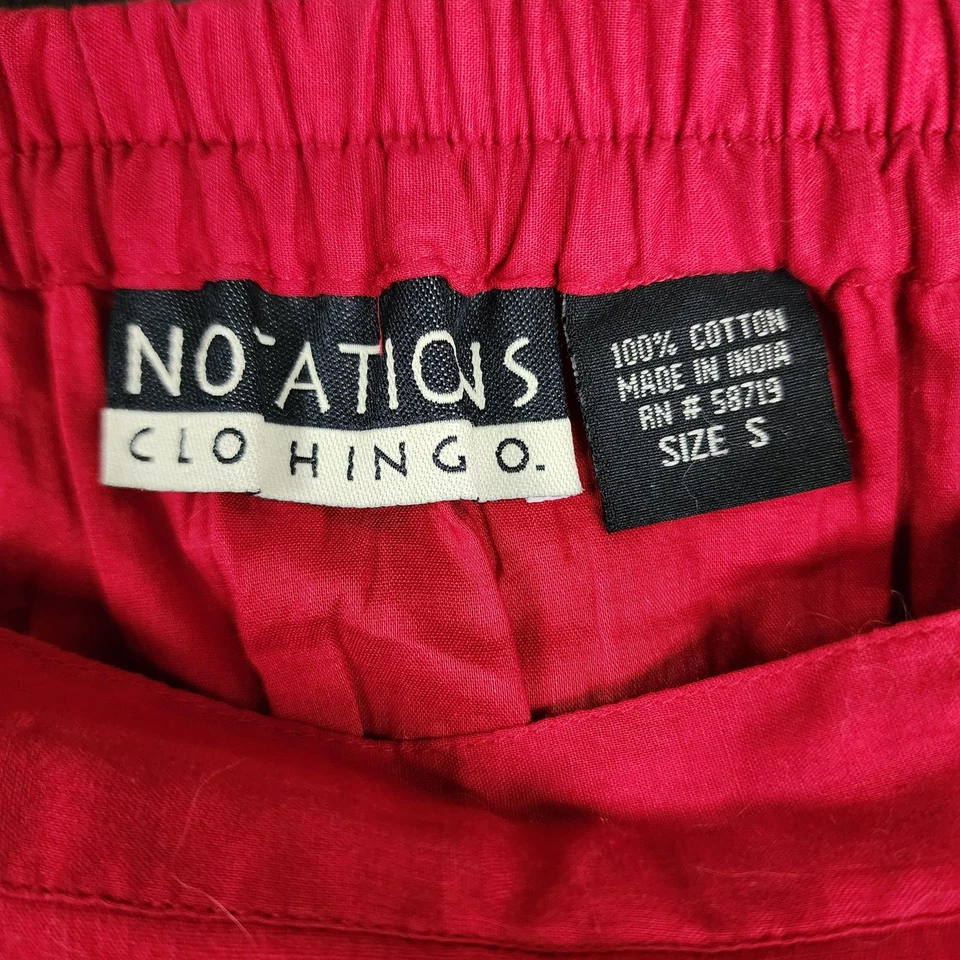 Falda Notations Mujer Pequeña Corbata Envolvente Roja Maxi Borde Dorado Boho Festival Indio Foto 3 de 4