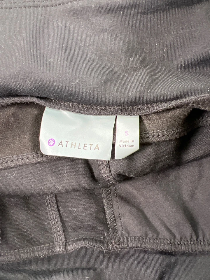 Athleta Women’s Black Luxe Ponte Zip Ankle Faux Leather Side Leggings - S - Image 3 of 4