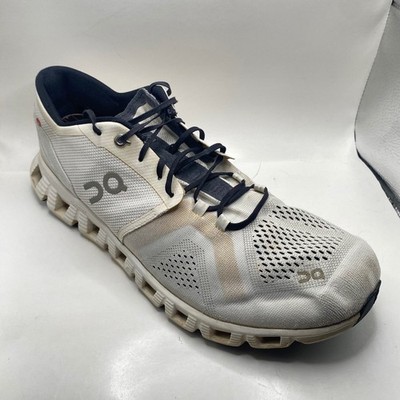 On Running Cloud X Training Shoes Mens 12 White Black Mesh Lightweight Road Run