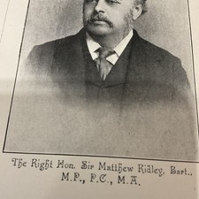 NORTHUMBERLAND 1895 - Sir Mathew RIDLEY - MP  - Blagdon Cramlington 