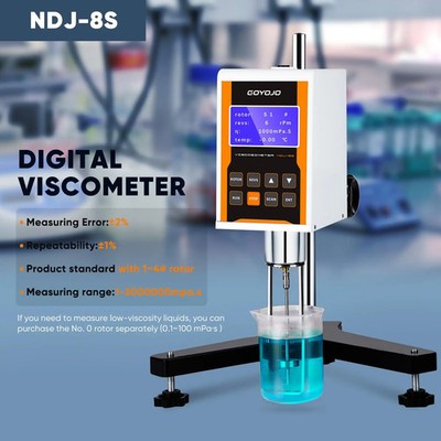 NDJ-8S Digital Rotary Viscometer 10-2M mPa.s ±3% Accuracy w/ 4 Rotors