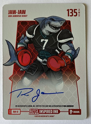Bo Jackson Battle Arena `JAW-JAW` (Ron Jaworski) Debut BRAWL Autograph