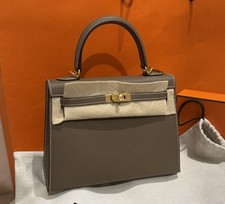 Hermès Kelly 25 Sellier Epsom Etoupe Gold Ha...