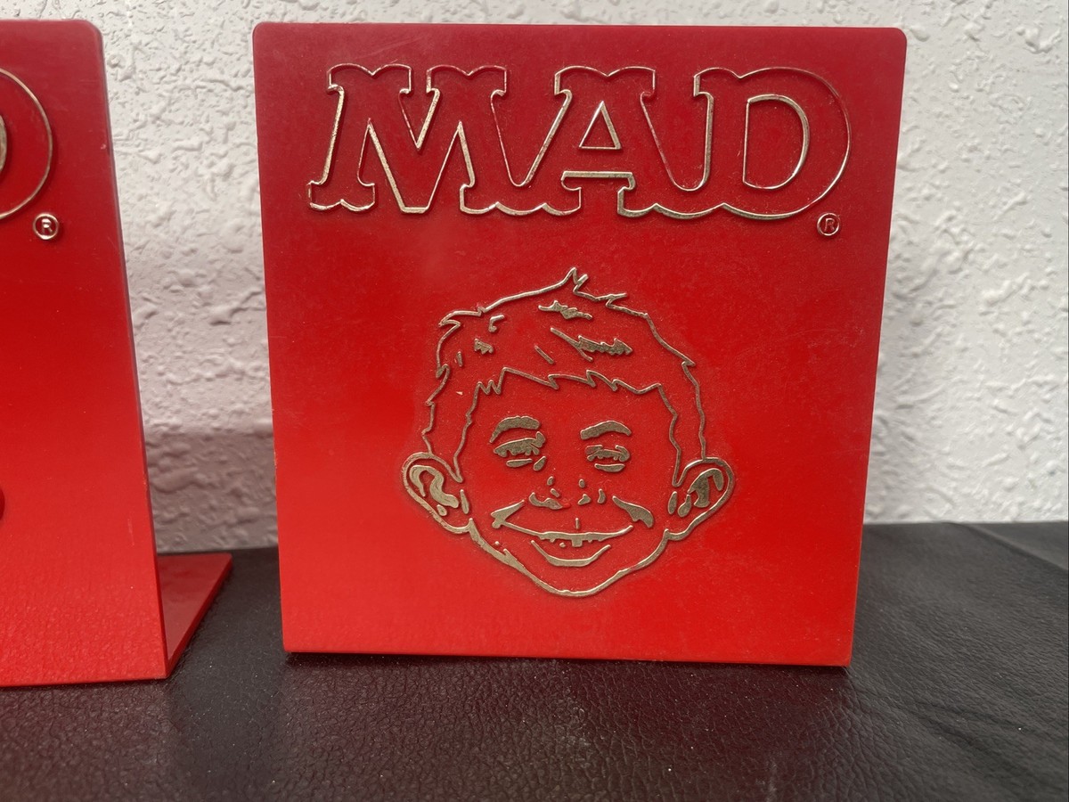 Mad Magazine ALFRED E. NEUMAN Red Plastic Bookends | eBay