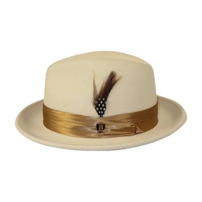 Men Bruno Capelo Hat Australian Wool Soft Fedora Giovani Un131 Bone Camel