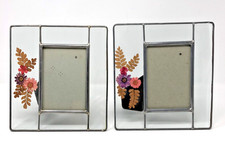 Pressed Flowers Photo Frame Leaded Glass Dried Connoisseur 3.5 x 5 Set of 2