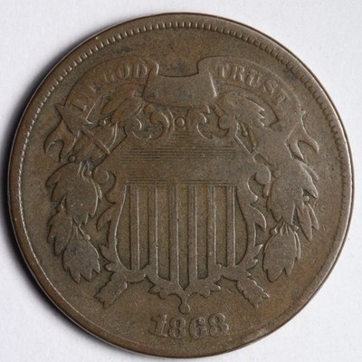 1868 Two 2 Cent Piece FINE E177 IJCE
