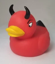 Red DEVIL DUCKIE Accoutrements 2000 4" Evil Rubber Duck Ducky Collectible
