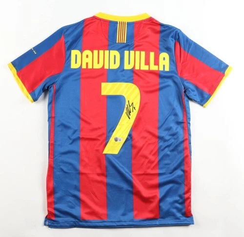 David Villa Signed FC Barcelona Nike Authentic Soccer Jersey Beckett Witness COA