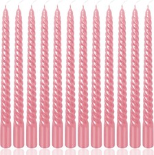 10 Inch Metallic Pink Spiral Taper Candles Set for Holiday Decor, 12 Pack Unscen