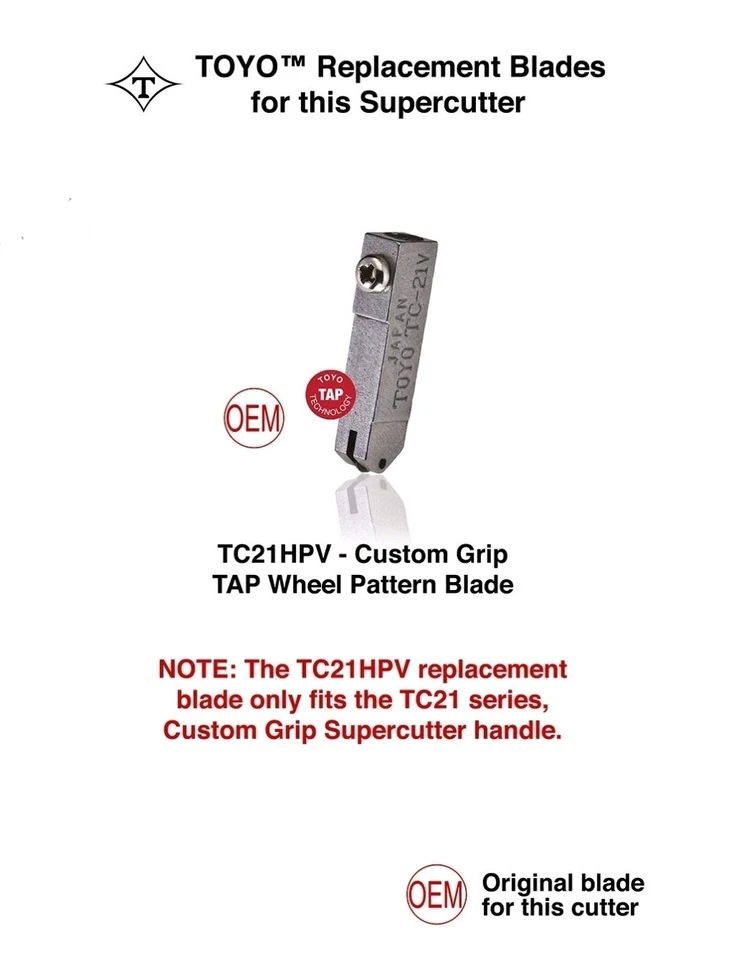 Cortador de vidrio TOYO™ Custom Grip Supercutter® - HOJA DE PATRÓN [TC-21PVR]  Foto 2 de 4